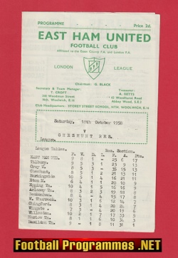 East Ham United v Cheshunt 1958 – Reserves Match