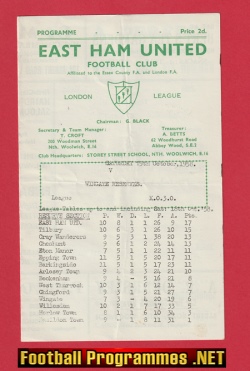 East Ham United v Wingate 1958 – Reserves Match