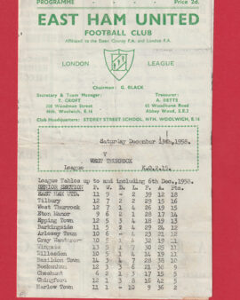 East Ham United v West Thurrock 1958
