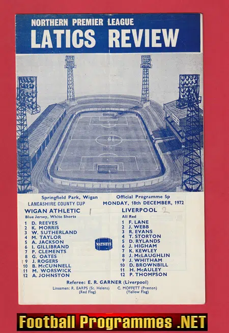 Wigan Athletic v Liverpool 1972 – Lancashire County Cup