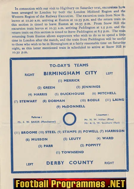 Birmingham City v Derby County 1948 - 1940s