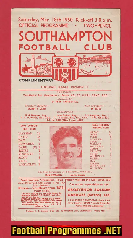 Southampton v Brentford 1950