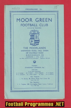 Moor Green v The Norsemen 1952 – Reserves Match