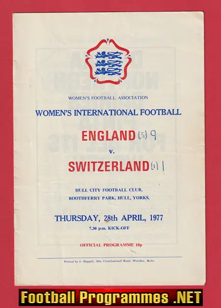 England Ladies v Switzerland 1977 – Womens Football International Hull