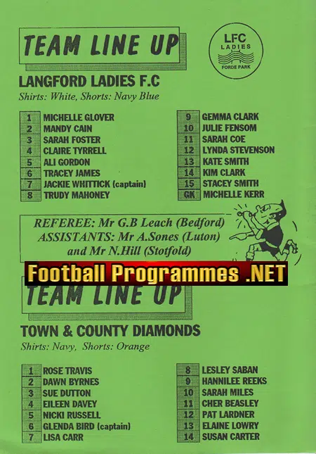 Langford Ladies v Town & Country Diamonds 1996 - Womens Football