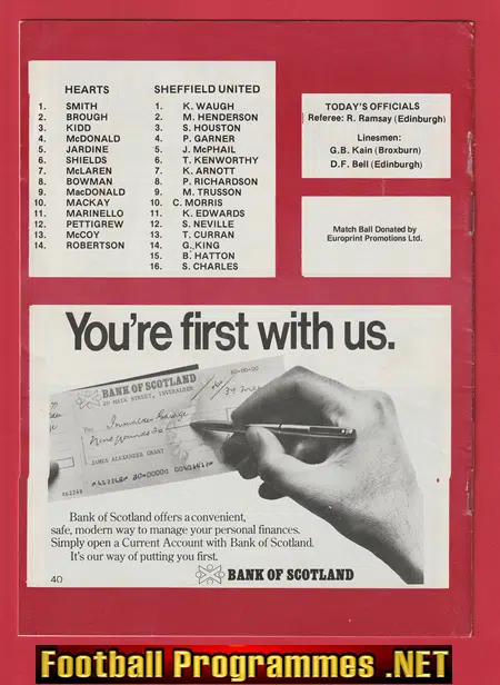 Heart Of Midlothian v Sheffield United 1982 - Scotland
