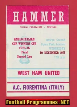 West Ham United v AC Fiorentina 1975 - Anglo Italian Cup Final