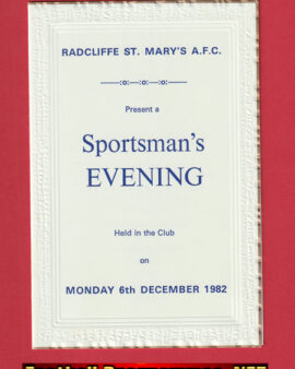 Radcliffe St Marys Sportsman’s Evening Menu 1982 – SIGNED
