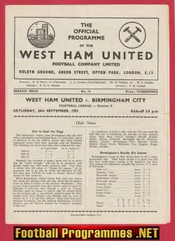 West Ham United v Birmingham City 1953