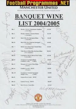 Manchester United Reunion Dinner 2004 - Multi SIGNED Fergie Plus