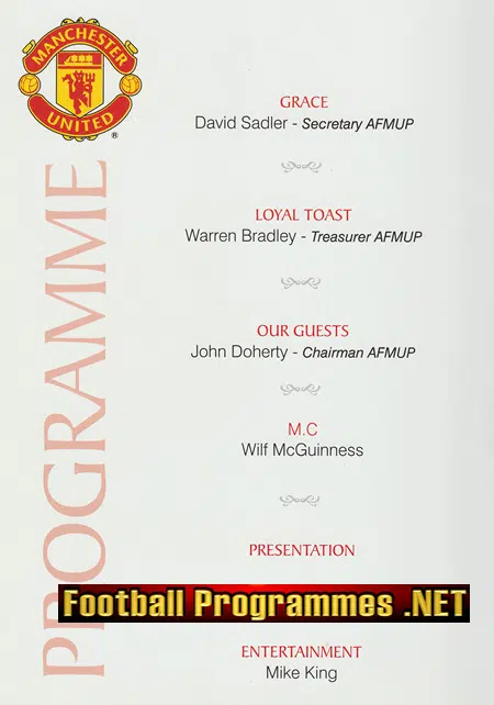 Manchester United Reunion Dinner 2004 - Multi SIGNED Fergie Plus