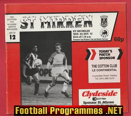 St Mirren v KV Mechelen 1987 – ECWC Antwerp Belgium