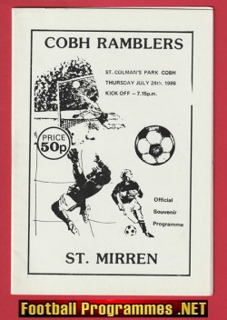 Cobh Ramblers v St Mirren 1986 – St Colman’s Park Ireland