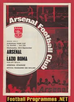Arsenal v Lazio 1970 - European Fairs Cup