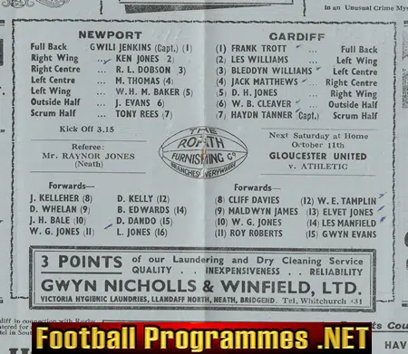 Newport Rugby v Cardiff 1947 - 1940's