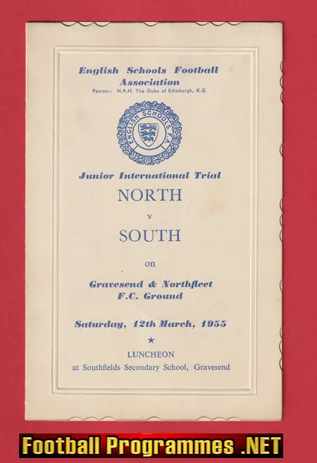 North v South 1955 – Junior Schools Football Gravesend 1950s