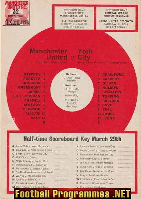 Manchester United v York City 1975 - Man Utd