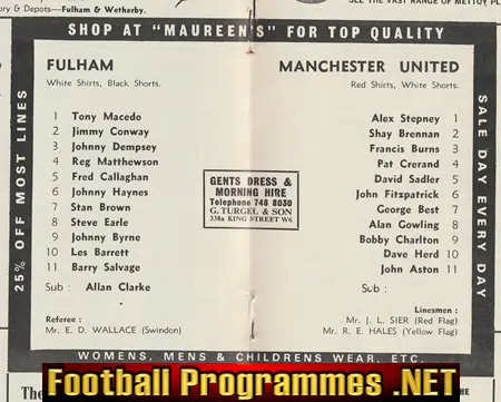 Fulham v Manchester United 1968 - Man Utd
