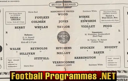 Manchester United v Cardiff City 1956 - Man Utd