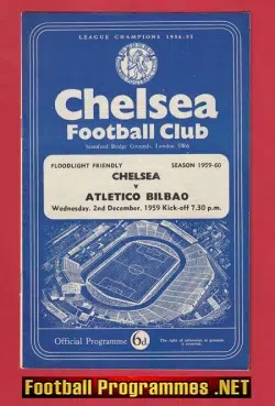 Chelsea v Atletico Bilbao 1959 – Friendly – Basque Spain Team