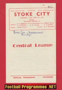 Stoke City v Airdrieonians Airdrie 1960 - Friendly Match