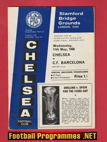 Chelsea v Barcelona 1966 – Fairs Cup Semi Final Match