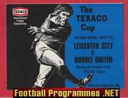 Leicester City v Dundee United 1973 - Texaco Cup Match