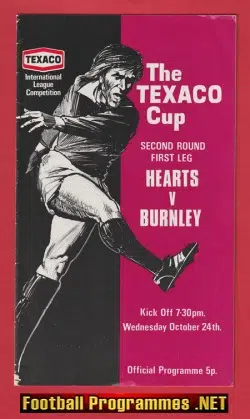 Heart Of Midlothian Hearts v Burnley 1973 – Texaco Cup Match