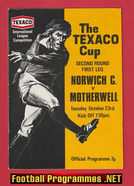 Norwich City v Motherwell 1973 - Texaco Cup Match