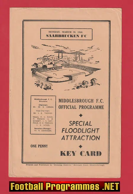 Middlesbrough v Saarbrucken 1960 – German Germany Football Team