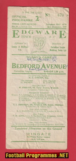 Edgeware Town v Bedford Avenue 1947