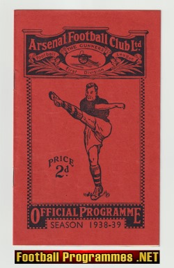 Arsenal v Leicester City 1938 – 1930’s Programme 30s