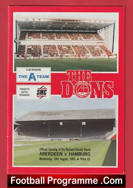 Aberdeen v Hamburg 1993 – The Opening of Richard Donald Stand