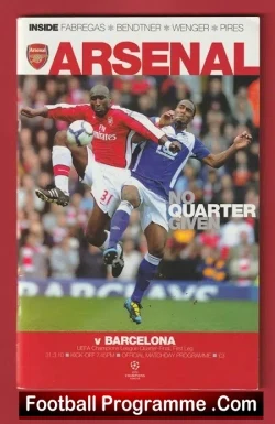 Arsenal v Barcelona 2010 - Champions League Quarter Final - football programme