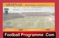 Arsenal v Manchester United 1999 – Ticket