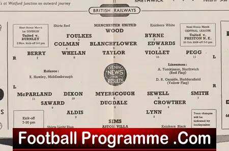 Aston Villa v Manchester United 1957 - Charity Shield Match