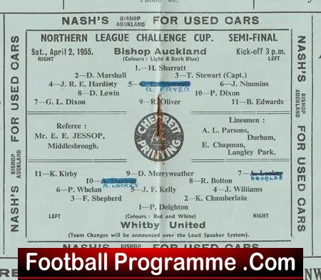 Bishop Auckland v Whitby Town 1955 - Northern Challenge Cup