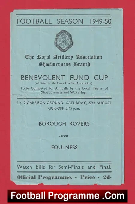 Borough Rovers v Foulness 1949 – Army Football Shoeburyness