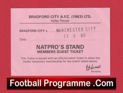 Bradford City v Manchester City 1989 – Ticket + Guest Ticket