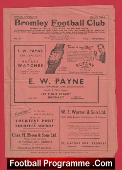 Bromley v Hendon 1949 – Reserves Match