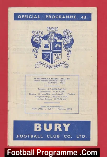 Bury v Notts County 1960