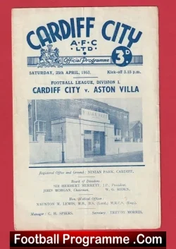 Cardiff City v Aston Villa 1953 - 1950s Programme - football programme