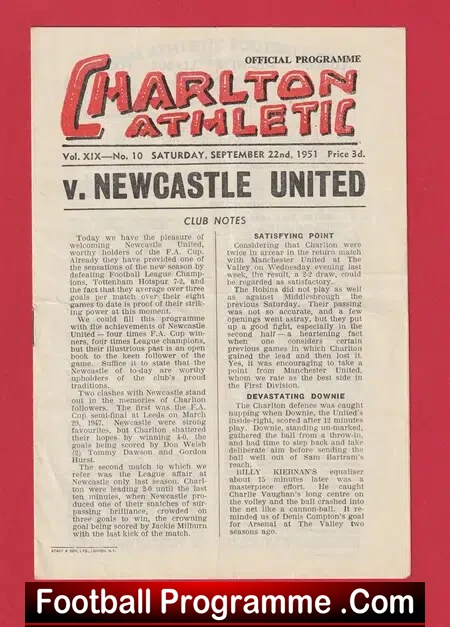 Charlton Athletic v Newcastle United 1951