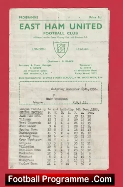East Ham United v West Thurrock 1958