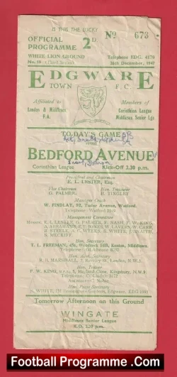 Edgeware Town v Bedford Avenue 1947