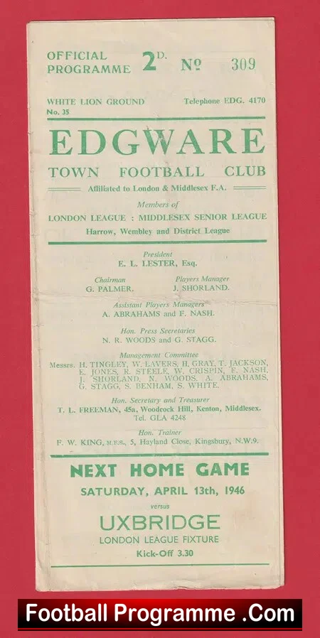 Edgeware Town v Brigade Of Guards 1946