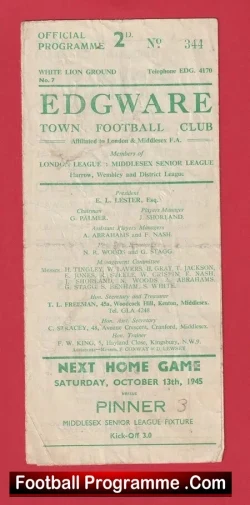 Edgeware Town v Harlow Town 1945
