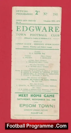 Edgeware Town v Maccabi 1945 - Jewish Team Israel - football programme