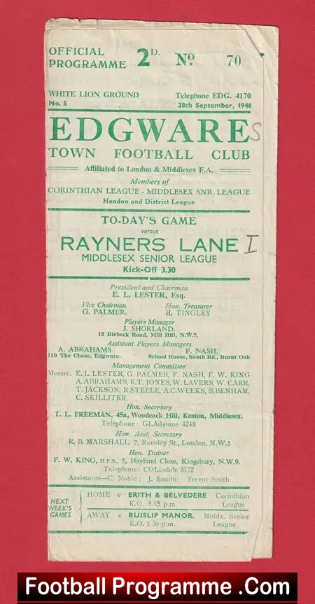 Edgeware Town v Rayners Lane 1946