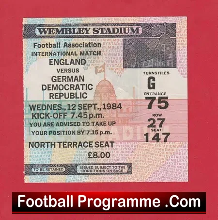 England v Germany 1984 – Football Ticket
